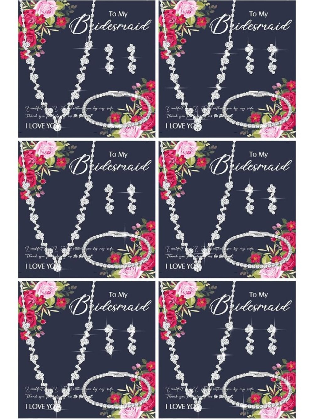 Elegant Silver Bridesmaid Jewelry Set - Necklace, Earrings & Bracelet Gift for
